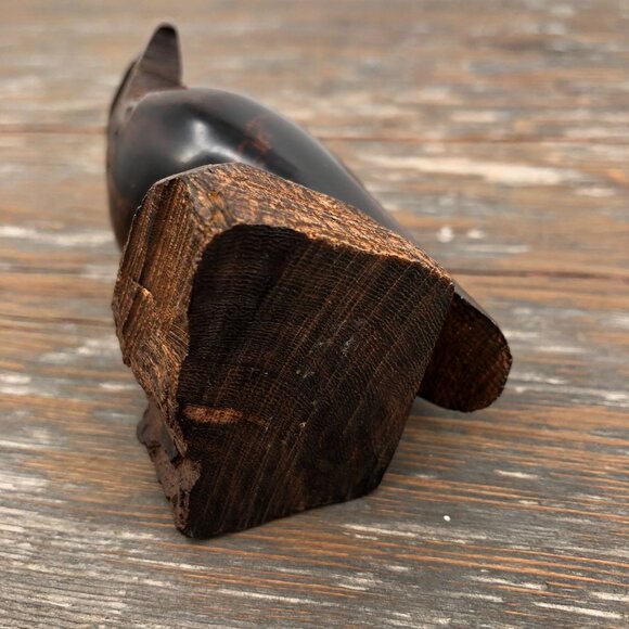 Vintage Hand Carved Ironwood Eagle On Pedestal Statue Falcon Bird Of Pray 3.5" - Picture 6 of 8